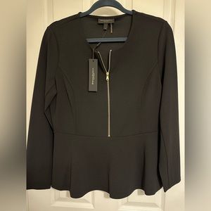 NWT Donna Karen black peplum top